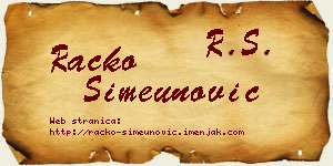 Racko Simeunović vizit kartica
